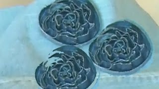 Jeans bag decoration How to sew roses Recycled jeans project [upl. by Dedie]