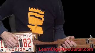 Classic riffs for 3 string guitar  LearnCigarBoxguitarcom [upl. by Lolande]