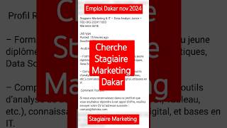 Emploi stagiaire marketing dakar [upl. by Hedveh]