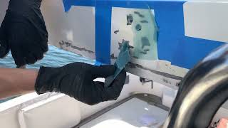 Spraying Gelcoat Repair on Boat [upl. by Kcirrez]