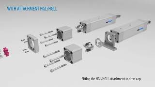 Seamless assembly of electric cylinders PNCE with the motor adapter VK with coupling [upl. by Tomchay2]