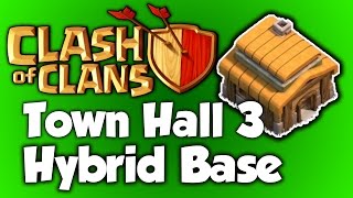 Clash Of Clans  BEST Town Hall 3 Hybrid Base th3 BEST Town Hall 3 TH3 Speed Build [upl. by Iidnarb]