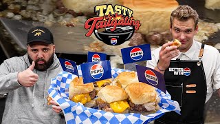 Cooking Up White Castle Inspired Sliders  Tasty Tailgating Ep 10 [upl. by Neelyhtak]