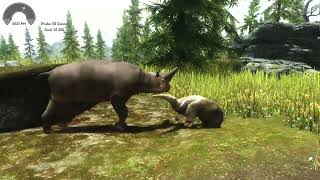 Skyrim Giant Anteater vs Arsinoitherium Epic Battle [upl. by Cirillo]