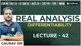 Differentiability in Real Analysis  CSIR NET  IIT JAM  GATE  Lec 42  VedPrep Maths Academy [upl. by O'Rourke]