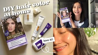 diy hair color using the loreal excellence ash supreme  champagne ash  marla lyn ♡ [upl. by Meerek]