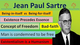 Sartre  Existence precedes essence  Freedom  Bad Faith  Philosophy Simplified [upl. by Ornie]