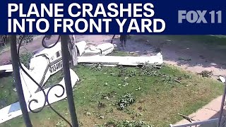 Small plane crashes into front yard Everyone survives [upl. by Broadbent]