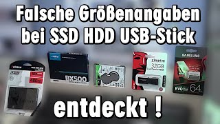 SSD ist kleiner als angegeben  genauso Festplatte Speicherkarte HDD USBStick [upl. by Otirecul]