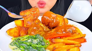 ASMR CRISPY POTATOES ROASTED VEGGIES GRAVY CHICKEN ROAST DINNER EATING SOUNDS ASMR Phan [upl. by Anoyek]