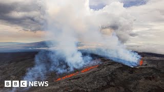 Worlds largest active volcano erupts in Hawaii  BBC News [upl. by Herzel]