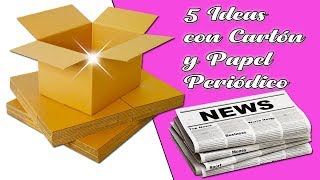 5 Ideas con cartón y papel periódico Reciclaje Ecobrisa [upl. by Yorker]