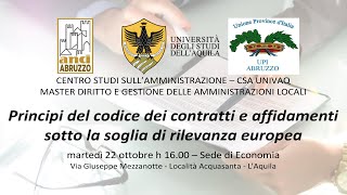 Principi del codice dei contratti e affidamenti  22102024 [upl. by Ettenim]