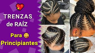 Como hacer TRENZAS DE RAÍZ paso a paso 🎀TRENZAS PEGADAS paso a paso✅ [upl. by Crispas]