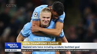 Haaland nets twice including acrobatic backheel goal to give Man City 50 victory over Sparta Prague [upl. by Aieken]