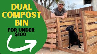 DIY DUAL BIN COMPOSTER FOR UNDER 100  This Two Compost Bin Set Up Looks Great in the Garden [upl. by Niddala]