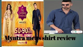 Myntra mens shirt 👕 review 🤩myntra  review unboxingmyntrahaul myntrafinds meeshofinds [upl. by Acinhoj215]