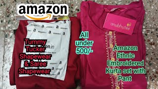 Amazon Ethnic Embroidered Kurta set💕Tummy Tucker Saree Shapewear Siris dream lifeamazonhaul [upl. by Drarreg66]