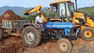 JCB 3dx machine video  powertrac tractor  JCB machine loading mud at Tractor  SSS AGRITECH [upl. by Wilser399]