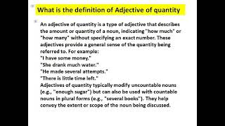 what is the definition of adjective of quantity [upl. by Ebanreb247]