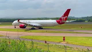 Witness Takeoff Virgin Atlantic A3501000s Departure from Edinburgh to Orlando [upl. by Ytok809]