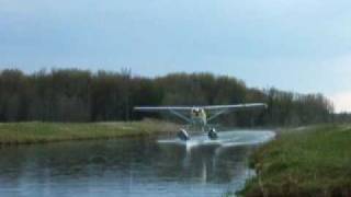 Homebuilt 182 quotSealanequot Taking off from Doug Ronans 2000 foot water runway [upl. by Cody]