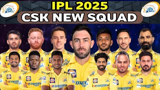 IPL2025  CSKNEWSQUAD  CSK PLAYERS LIST 2025  CSK FULL SQUAD IPL MEGAOCTION 2025 [upl. by Carrillo]