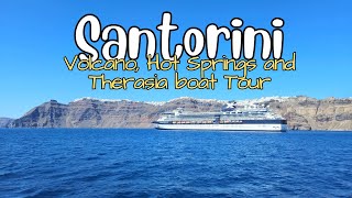 Santorini Volcano Hot Springs and Therasia Boat Tour  Part 5 return to Santorini  4K [upl. by Wailoo]