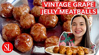 Vintage SlowCooker Grape Jelly Meatballs  Holiday Appetizer Recipe  Southern Living [upl. by Atiekram]