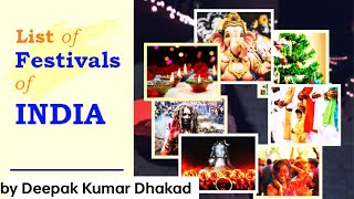 Class  12 Static GKList of Festivals of India Important Festivals by Deepak Kumar Dhakad [upl. by Sadie182]