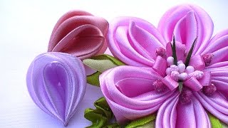 Kanzashi Ribbon Petals 25 cm  Kanzashi Flower Petals Tutorial [upl. by Sladen304]