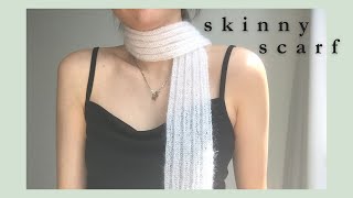 how to knit ✨ long skinny scarf step by step [upl. by Osman132]