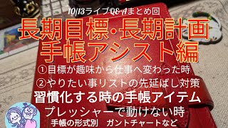 【手帳術】長期目標•長期計画に対しての手帳のアシスト方法amp手帳の使い方紹介【1013のYoutubeライブQampA回のまとめ動画】 [upl. by Scrogan]