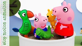 Hide and seek with Poly Parrot Peppa Pig toys stop motion animation 2018 [upl. by Graniah53]