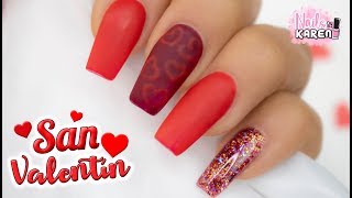 UÑAS para SAN VALENTÍN  Rojas [upl. by Rabah]