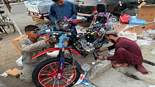 Assembling 200cc 2 Wheels Electric Bike in Afghanistan [upl. by Lydia]