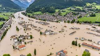 Worst floods Switzerland Brienz flooded 90 flood destroys city Europe news [upl. by Harbed169]