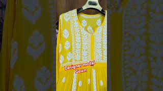 Designer Modal Gown With White Modal Chikankari Plazo chikankari lucknowi shorts [upl. by Ynoep]