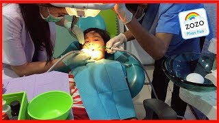 Kid DENTAL FILLING Kid Dental Check Up Zozo at Dentist [upl. by Heywood]