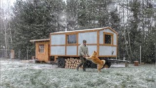 FIRST SNOW OF THE SEAON At My Off Grid HomesteadGathering firewood [upl. by Nylirek989]