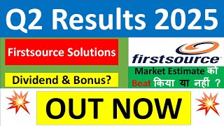 FIRSTSOURCE SOLUTIONS Q2 results 2025  FSL results today  FIRSTSOURCE SOLUTIONS Share News  FSL [upl. by Imyaj]