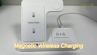 15w 3 in 1 doublecoil magnetic wireless charger 15514218mm high quality abs [upl. by Grosberg]