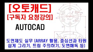 구독자 요청강의  오토캐드 실무 도면제도 ARRAY 정렬 활용 및 중심선 그리기 타원 쉽게 그리기 트림 주의하기 제도실수 대처방법 도면해독 캐드제도 꿀팁 등 [upl. by Ylle]