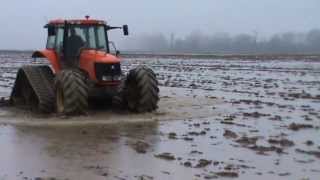 Tractor Kubota M128X  Poluzzi tracks Farmer VS Bad Weather [upl. by Hafital251]