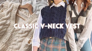 Knit a Classic VNeck Vest  StepbyStep DIY Knitting Pattern [upl. by Yennep]