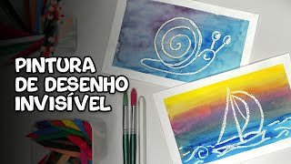 DESENHO INVISÍVEL  Pintura invisível com giz de cera e tinta [upl. by Nybor537]