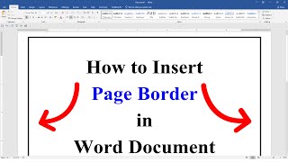 How to Insert Page Border in Word Document [upl. by Suzetta]