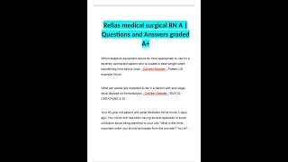 RELIAS MEDICAL SURGICAL RN A QUESTIONS AND ANSWERS GRADED A [upl. by Eelesor]