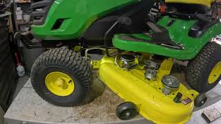 Blade Deck Belt Replacement John Deere S140 48 inch [upl. by Aramen]