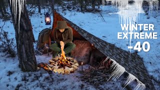 Extreme Winter Camping in Alaska 40C Surviving 40° Solo WINTER CAMPING in Canvas HOT TENT [upl. by Ailene]